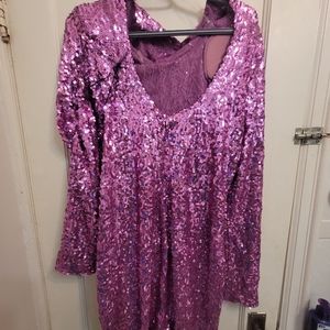 High Neck Sequin Purple Fashion Nova Dress 1x